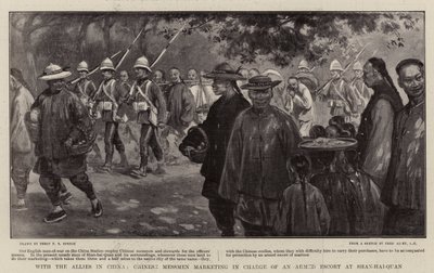 With the Allies in China, Chinese Messmen Marketing in Charge of an Armed Escort at Shan-hai-Quan by Percy F.S. Spence
